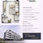 Půdorys apartmánu č. 2 v rezidenci Cold Water Vlora s výhledem na moře, základními údaji a cenou